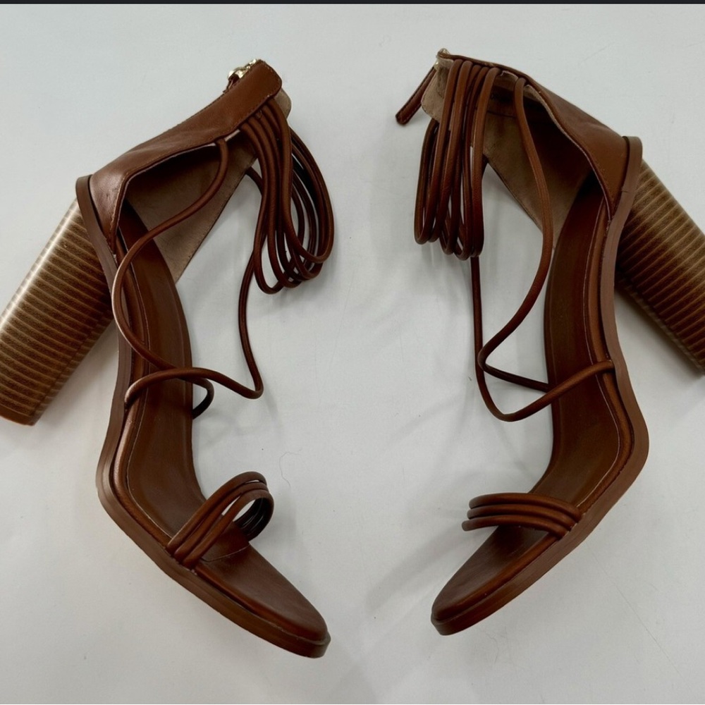 Forever 21 Brown Block Heel Sandals with Fringe